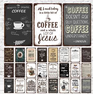 Coffee Vintage Tin Sign Metal Sign Decorative Plaque Retro Poster Plate Cafe Kitchen Man Cave Coffee Bar Club Wall Deco 30X20cm W03