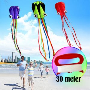 Kite Accessories 3D 4M Large Octopus Kite with Handle Line Children Outdoor Summer Game Professional Stunt Software Power Beach Kite Kids Toy 230303