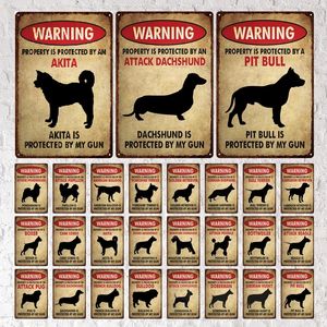 Aviso Dogs Vintage Metal Tin Sign Lover Protected Pet Sign Decor de fazenda Decoração de fazenda Casa Doghouse Decoration Placa Placa personalizada Sinais de lata Tamanho 30x20cm W01