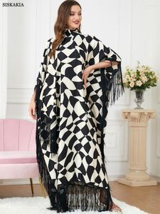 Ubranie etniczne Abaya muzułmańskie kobiety moda moda Zebra Print Batwing Sleeve czarny kaftan Marocain Turkey Dress Islam Ramadan