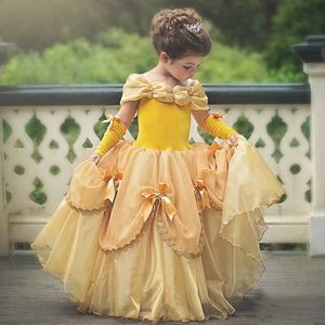 Abiti da ragazza Corte europea Vieni principessa LED illuminato giallo abito glamour ragazza cosplay carnevale regalo di compleanno abito da festa abito da sera