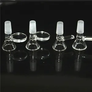 Hookahs 14mm 10mm Clear Glass Bowl Piece Hookah för bongar Tjock Pyrex Heady Glass Water Pipes skålar med handtag armglasnektar