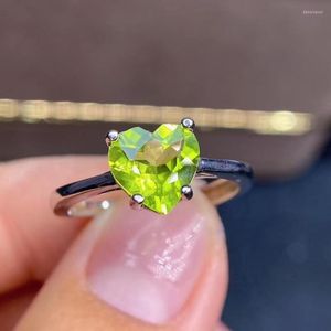 Cluster-Ringe Ankunft natürlicher echter Peridot-Ring 925 Sterling Silber edler Schmuck und Perido-Modefrau