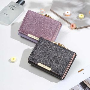 Wallets 2022 Women Shiny Wallet Three Fold Wallets Cartera Mujer Ladies Coin Pocket Women's Purse Simple Clutch Bag Portefeuille FemmeL230303