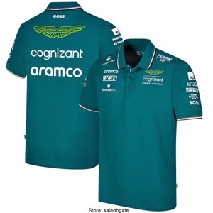 Aston Martin Aramco Counceant F1 2023 Официальная команда поло Летняя мужская повседневная быстросохнущая футболка с коротким рукавом