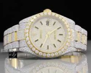 Moissanite Studded y iced out relógio de luxo busto dois tons Hip Hop Diamond Watch para homens e mulheres20RG
