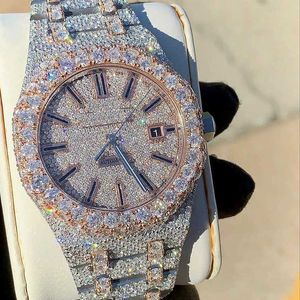 Luxury Gold Plated Iced Out Wrist 925 Sterling Sier VVS Moissanite Diamond Hip Hop Quartz Watch for Menlh59yjucaatt