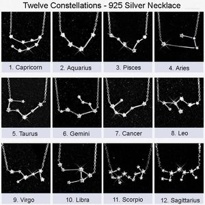 Choker 925 Sterling Plated Plate Twelve Constellations Stylish Crystal Pendant Fine Zodiac Necklace - Birthday Gifts