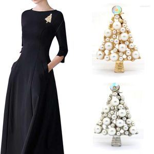 Broches doces imitação totalmente pérolas de broche de broche Crystal Trendy Christmas Tree for Women Ploth Jewelry Acessórios