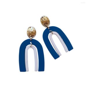 Brincos de garanhão Moda feminina para requintado Blue Blue Paint Baking Aço inoxidável Design de jóias de casamento contas