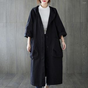 Женские траншевые пальто весенний осенний пальто женщина 2023 Корейская однорастущая средняя часть женщин с верхним пальцем хаки карман кармана