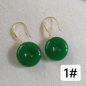 Dangle Earrings 1pcs/lot Natural Emerald Jade 8k Gold Ear Hooks Safety Buckle Badges Neoclassical Chinese Style Simple And Stylish Taki