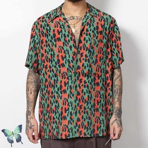 Mäns casual skjortor Wacko Maria Japanese Leopard Print Hawaiian Par Short Sleeve Shirt T230303