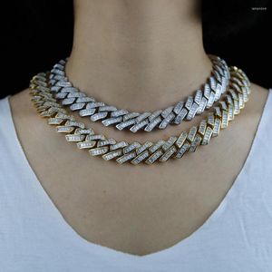 Choker Iced Out Paved 5A White Cz 19MM Gold Silver Color Full Curb Cuban Chain Bling Punk Necklaces For Men Hip Hop Jewelry