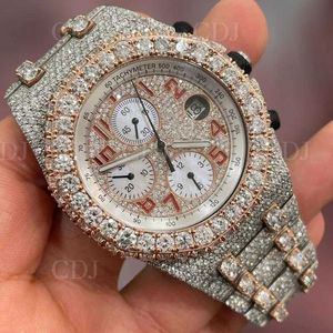 Tillverkare 25 till 29 karat toppmärke anpassade DIGN MEN KVINNA lyxhandsuppsättning isad Diamond Moissanite Watch Mechanical Watch