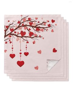 Table Napkin Valentine'S Day Red Heart Tree Pink 4/6/8pcs Kitchen 50x50cm Napkins Serving Dishes Home Textile Products