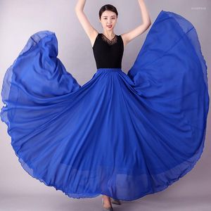 Gonne moda coreana chiffon tulle abbigliamento donna lungo elegante vita alta solido pieghettato a-line per le donne C453