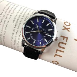 Luxury Men Watches Top Brand 40mm Dial Leather Strap Blue Watch Designer armbandsur Julklappar till Mens Fars Valentine's Day Present Orologio Di Lusso