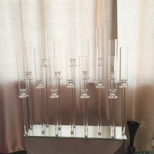 decoration Wholesale 3heads/4 heads/5/6/7/8/910/11/12/13/14/15 arms clear tall cheap crystal candelabra glass candle holder wedding table tree centerpieces imake640