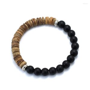 Charm Bracelets Minimalist Natural Wooden Bracelet Men Beaded Braclet Colorblock Yin Yang Braslet Yoga Meditation Tiger Eyes Brazalete