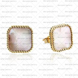 Rose Stud Bridal Earrings Clover Thick Gold Hoop Earing Golden Luxury Earrings for Piercing Rhinestone Crystal Earring Agate Shell Accessories wholesale