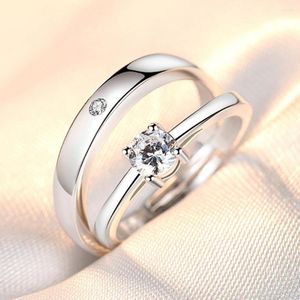 Anéis de casamento 1 par de DOT redondo quatro ajustes de cobre ajustável Platinum redimensionável anel de casal Ring Momen Gift Dinger Jewelry