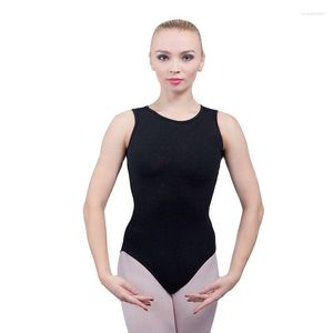 Stage Wear Body da ballo nero di alta qualità senza maniche con foro in rete sul retro Donna Body da ballo Ballerina Abbigliamento da pratica 01D0048