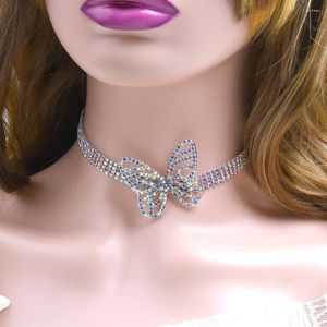 Choker Beautiful Butterfly Crystal Shine Ab Rhinestone Naszyjniki dla kobiet Oświadczenie Akcesoria biżuterii