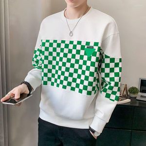 Men's T Shirts Stylish Printed O-Neck Spliced Loose Lattice T-Shirt Men's Clothing 2023 Autumn Oversized Casual Pullovers Korean Tee