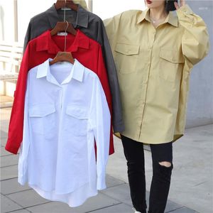 Frauen Blusen Frauen Shirts Weiß Plain Lose Streetwear Weibliche 2023 Frühling Herbst Tops Bf Langarm Blusas Jacke