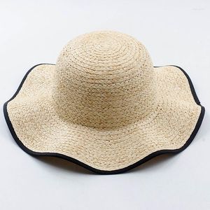 Szerokie czapki brzegowe x325 krawędź Rafia Big Hat Sunshade Słomka Travel Travel Caps nadmorskie Lady Sun