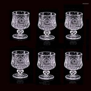 Vinglasglasgolv Standing Coffee As Cup Set Mini Goblet Crystal Looking Glass och Sweet Presentation Water Liquor 6 PCS