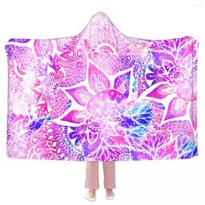 Filtar lila blå mandala filt henna boho blommig paisley mysig huva fleece soffa super mjuk mode sängöverdrag