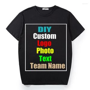 Men's T Shirts Customize Your Picture LOGO Summer Short-sleeved Solid Color Plus Fat Size T-shirt Loose Men's Clothing