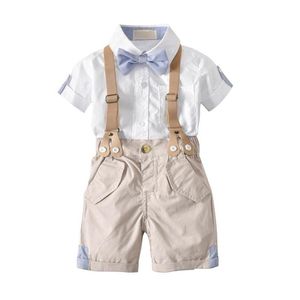 Kläder sätter barn pojkar skjorta hängslen shorts kit med båge slipsar sommar gentleman bomull kostymer droppleverans baby barn moderskap dhvry