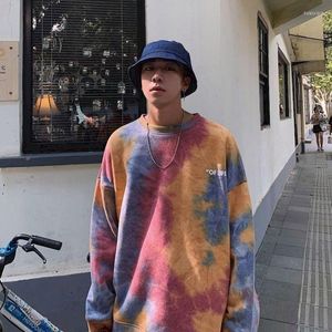 Men's Hoodies Streetwear Men Autumn Winter Tie Dyeing Sweatshirts Mens Loose Colorful Coat Male Thicken O-Neck Pullopver Tops 2023