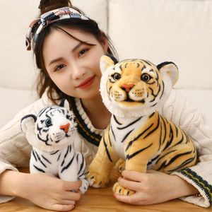 Docka 24-30 cm söt realistisk liten tiger plysch leksak dockor plysch fyllning mjuk vild djurskogskudde barn födelsedagspresent