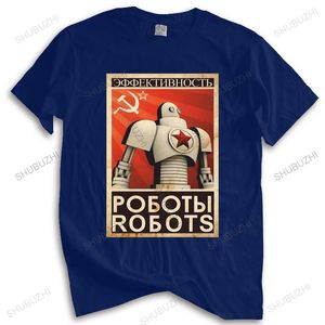 Men's T-Shirts Cotton Tshirt Men Crew Neck Tops CCCP PROPAGANDA ROBOT POSTER T SHIRTS USSR Russia Russian Soviet HAMMER Unisex Teeshirt 230303