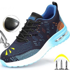 Boots Air Cushion Safety Shoes Men Steel Toe Sneakers Puncture Proof Work Man Women Breathable Anti smash 2023 230303