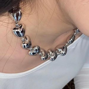 Halsband GSOLD 3D Metall Liebe Herz Perlen Halskette Süße Kühle Schlüsselbein Kette Geometrische Colliers Kragen Sommer Frauen Mode Schmuck