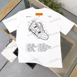 Xinxinbuy Men designer tee t shirt 23SS casual skor brev tryck kort ärm bomullskvinnor svartblå vit kaki brun s-2xl