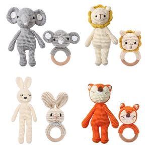 ガラガラ動物のおもちゃかぎ針編みQnimal Toys Animal Doll Doll Crochet Rattle Toy Toy Crib Product Toy Comfort ToyBaby Gift Crib Decoration 230303