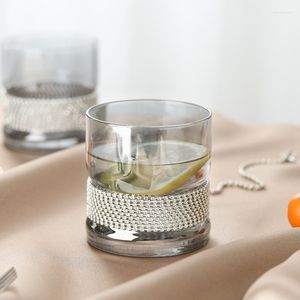 Wine Glasses Luxury Fashion Diamond Print Clear Lead-free Crystal Whiskey Glass Cup Household Drinkware Party Mug