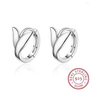 Hoop Earrings Real 925 Sterling Silver For Women Fish Tail Mermaid Round Small Earring Huggies Minimalist Wedding Jewelry