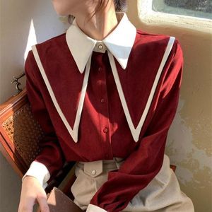 Blusas femininas 2023 primavera vintage dupla camada camisa superior feminino manga cheia blusa blusa