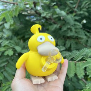 Silicone duck bong hookahs oil burner water pipe with 14mm clear glass bowl rig dab rigs small bubbler beaker tobacco mini bongs wholesale