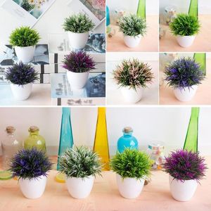 Decorative Flowers 1PC Colorful Artificial Plant Bonsai Small Tree Grass Potted Fake Simulation Plastic Arrangement Home Decoration Ornament