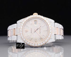 ICVV Luxus Hip Hop Herren Iced Out Bust Down Two Tone Custom Watch Wholele Moissanit Diamant handgefertigte ArmbanduhrC5WRYYTG2F4U96G3