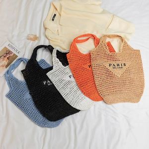 Straw Bag Large capacity Luxury designer bag large the tote bag women men beach bag loop hobo luxury handbags P logo Grass edit of net pocket cross body Shoulder bags