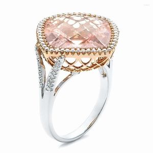 Cluster Rings Gemstones Champagne Crystal Zircon Diamonds for Women Rose Gold Color Jewelry Bijoux Bague Party Accessories Gifts